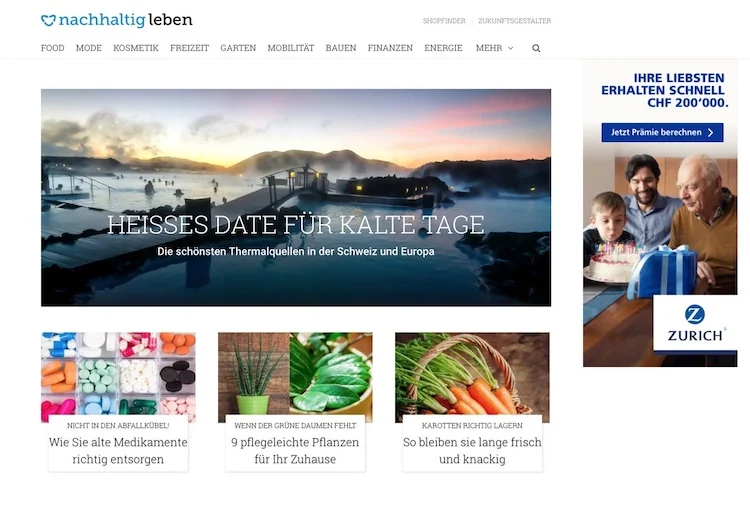 Abb. 1: Screenshot von der nachhaltigleben -Startseite.