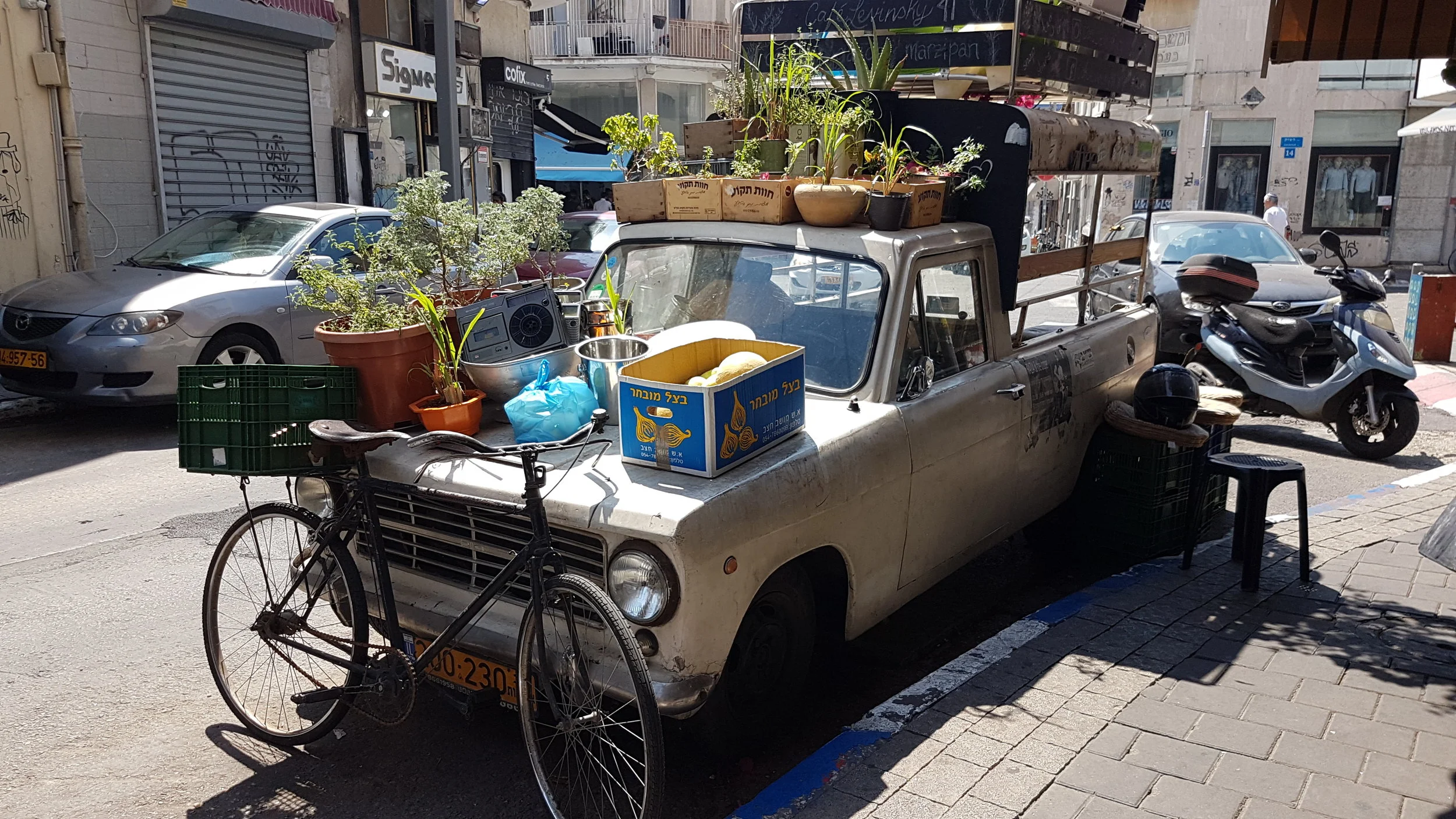 Only in Southern Tel Aviv! A cafe on wheels..