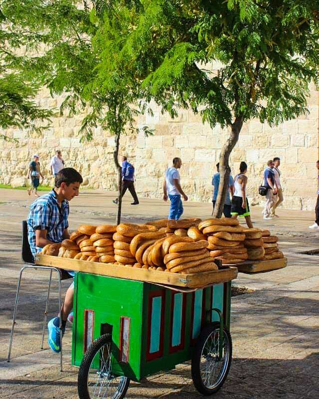 Traditional Jerusalem bagels sold at the entrance to the Old City.
Jerusalem is beyond description, words simply don't do this holy city justice. 
It is all about feelings! To understand it, you have to be there to experience it first hand.
😇😇😇
Ha