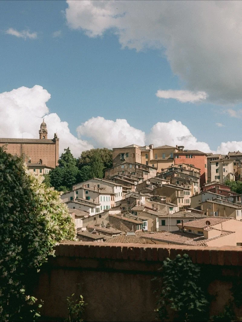 Siena rises in shades of amber and wine,
a city carved from time and twilight.
Her streets spiral like ancient prayers,
whispering secrets of stone and sky.

Beyond her embrace, the Certosa of Pontignano awaits 
a sanctuary of stillness,
where cypres