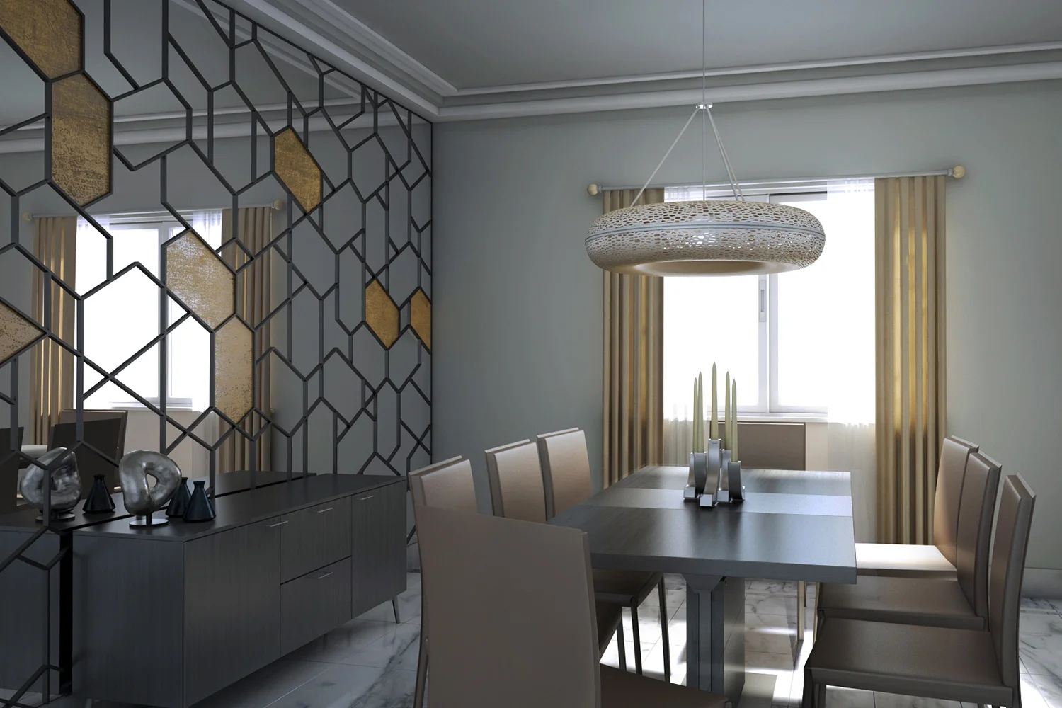 CGI Visualisation Dining room with natural light
