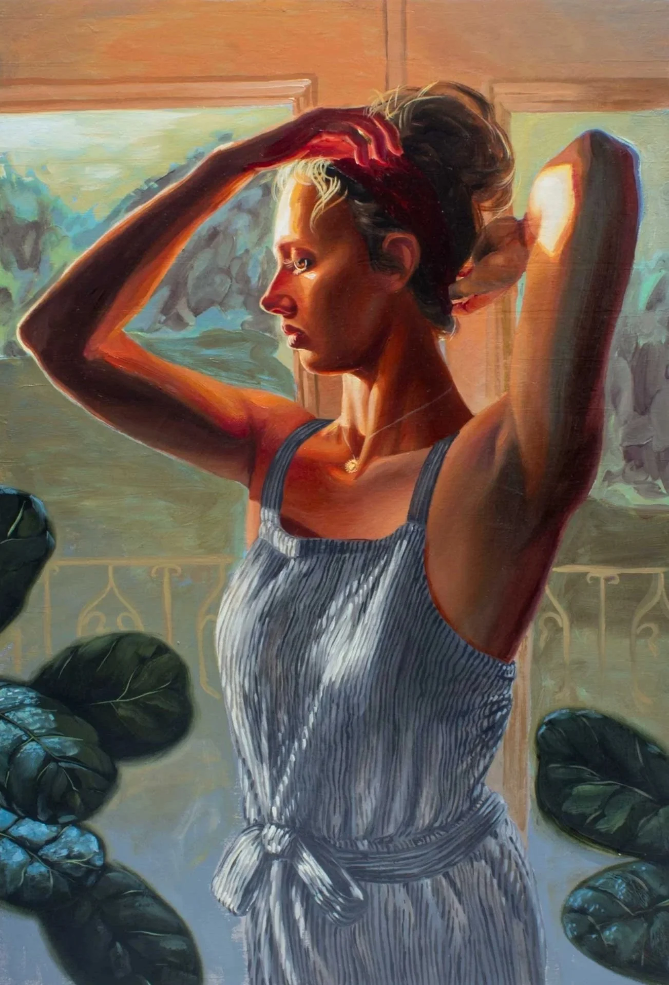 Halyna Adjusting her Hair