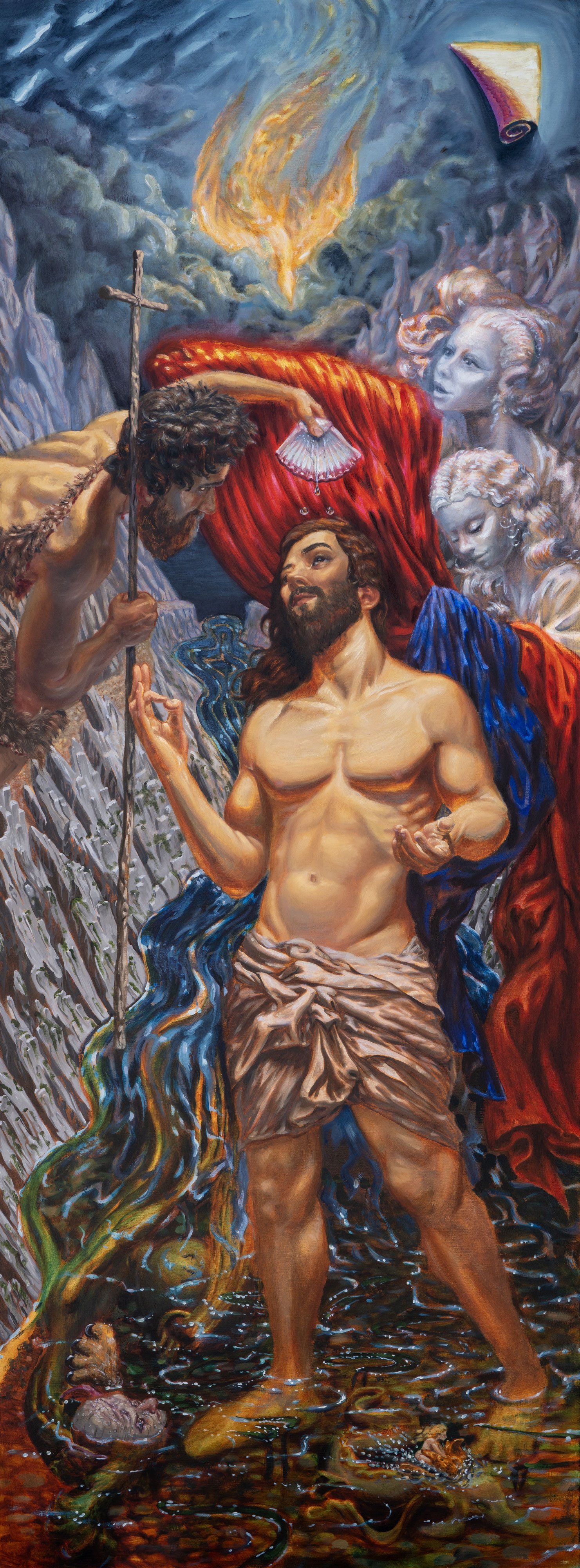  The Baptism of Christ  
oil on canvas, 31x84 inches, 2026