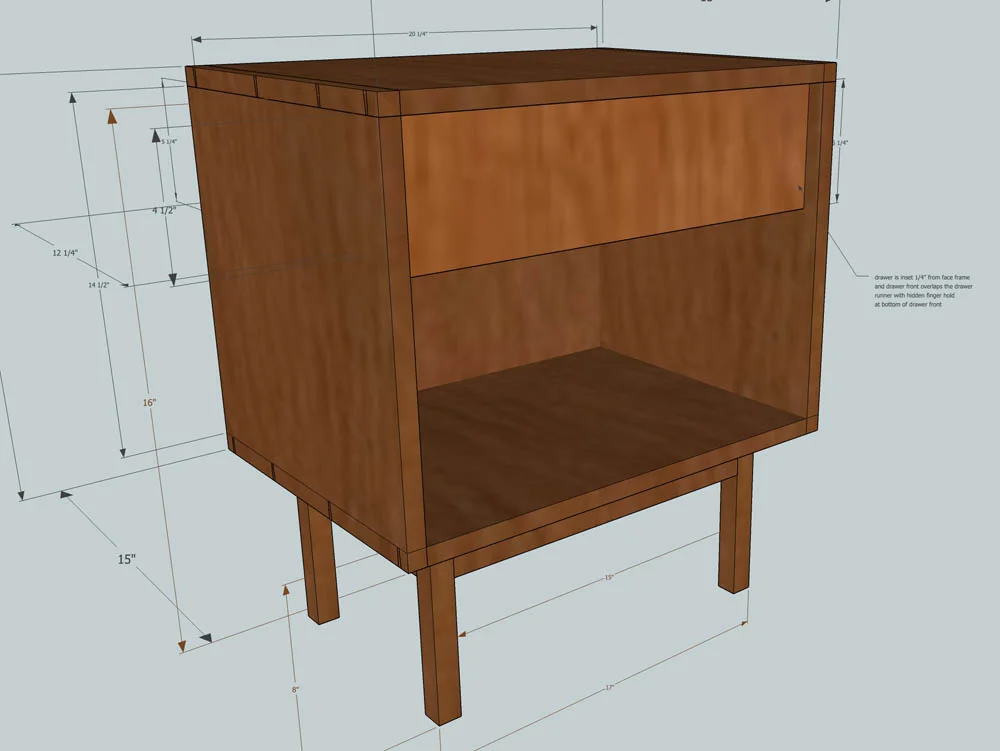 walnut side table 3d design