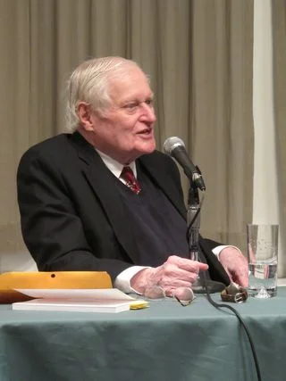 John Ashbery speaking to high school students at the trinity school in manhattan