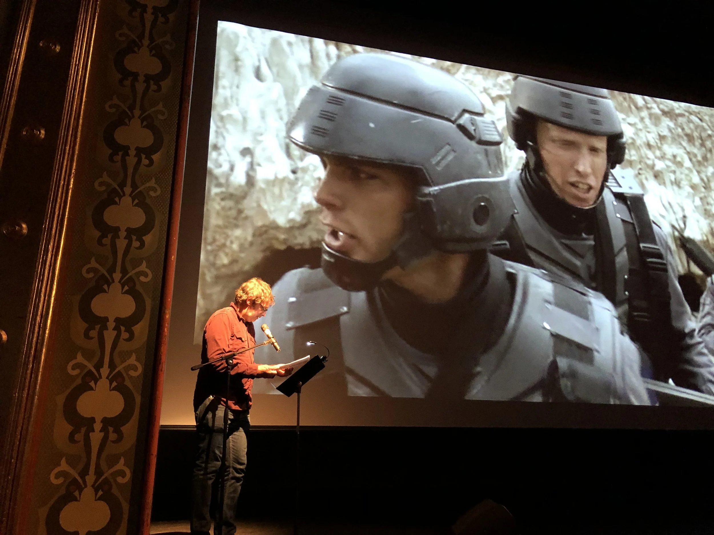 Anselm Berrigan in a neo-benshi performance of “Starship Troopers”