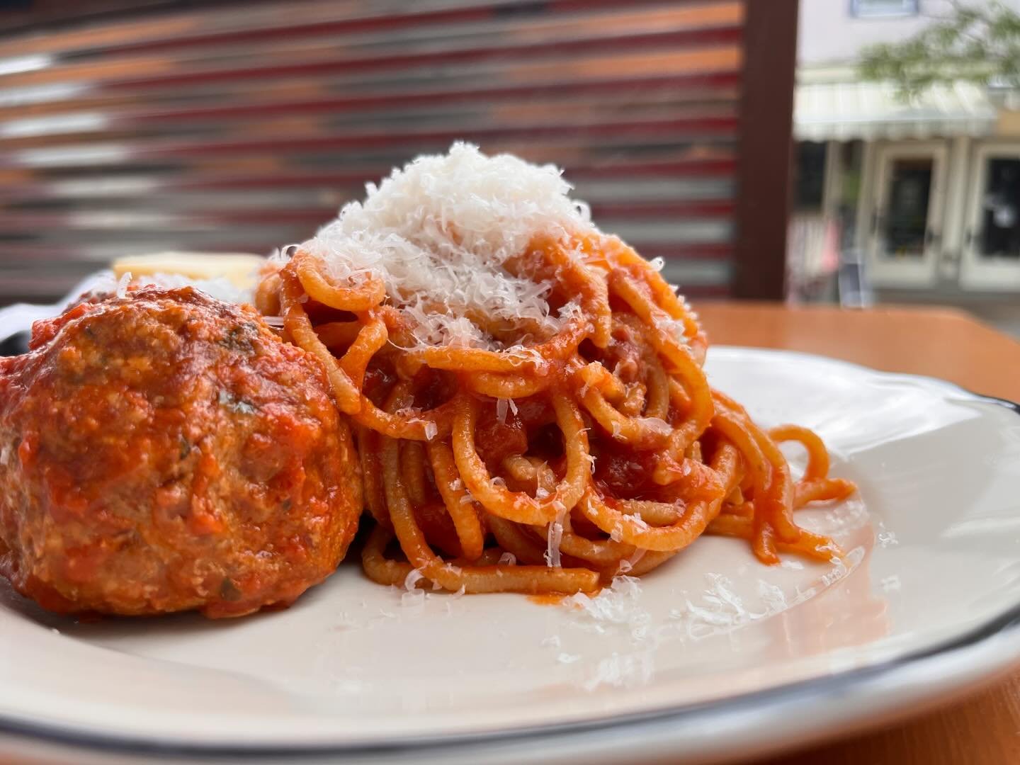 Shout out to all the moms out there. Spaghetti and meatballs on the menu today. Moms, you don&rsquo;t even have to come with your family, it can just be you, your food, and a glass of wine with no one asking you questions aside from &ldquo;would you 
