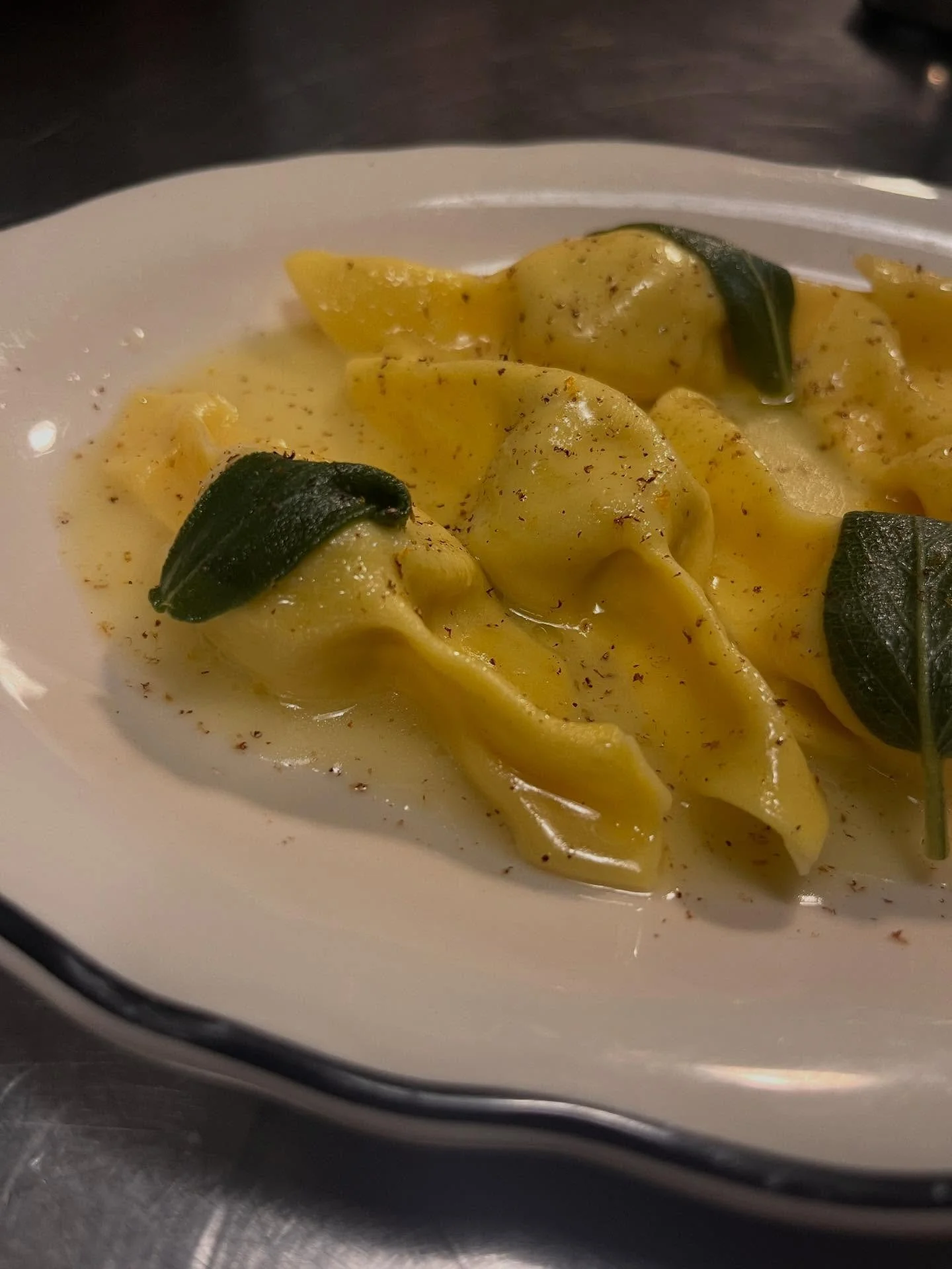 Chestnut Casoncelli with chestnut filling, sage and a dusting of nutmeg. Tis the season! 
.
.
.
#pasta #droppastanotbombs #nyack