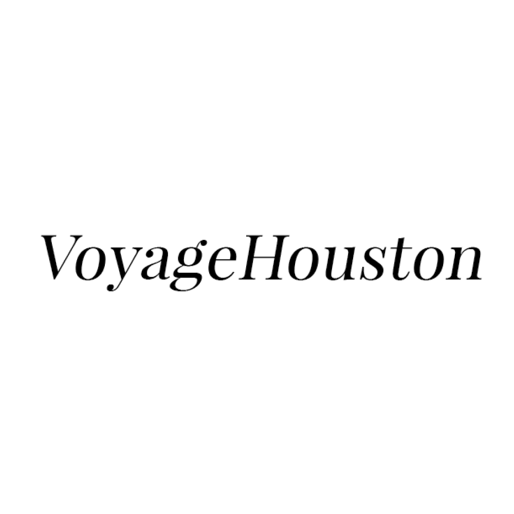 Voyage Houston logo with black text on a white background