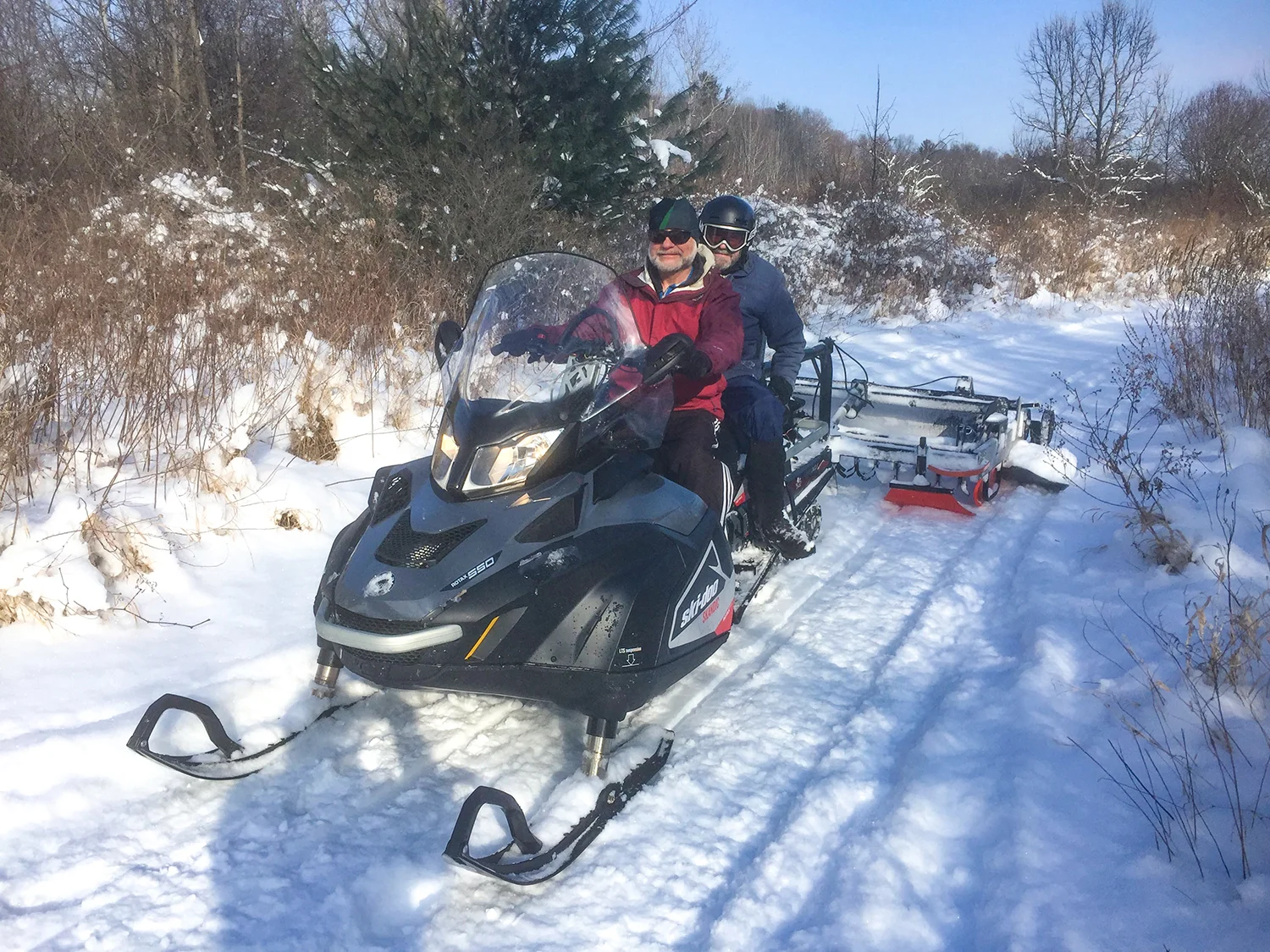Trail grooming at Garnsey Park, 2018.