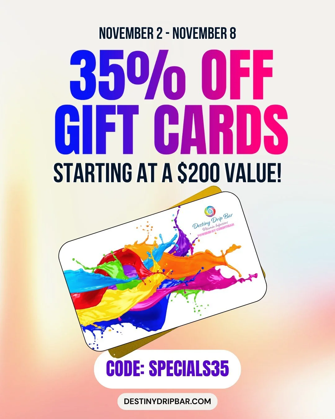 WAKE UP! This isn't a drill! 💧
Today is the LAST DAY to snag 35% OFF Gift Cards (starting at $200 value)!

We only do this once a year, and it&rsquo;s the best way to lock in your wellness savings. Don't let this  slip by&mdash;your future self will