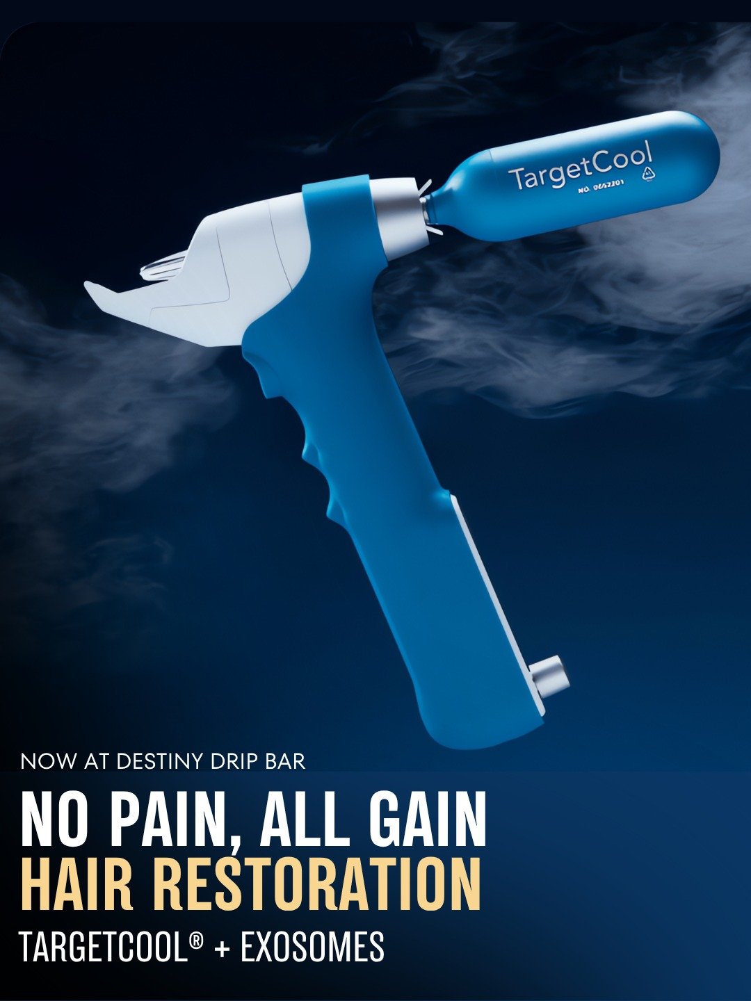 It's time to reclaim your confidence! 🚀
Destiny Drip Bar is thrilled to launch the most advanced hair restoration treatment for men and women: TargetCool&reg; + Age-Zero&trade; Exosomes!

Stop worrying about thinning hair and start seeing real chang
