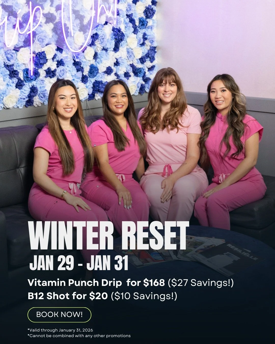 We&rsquo;re dropping prices on our favorites now through Saturday only: 
⚡ Vitamin Punch Infusion: $168 ($27 savings!)
⚡ B12 Shots: $20 ($10 savings!)
Whether you&rsquo;re looking to boost your mood, metabolism, or immunity, we&rsquo;ve got the needl