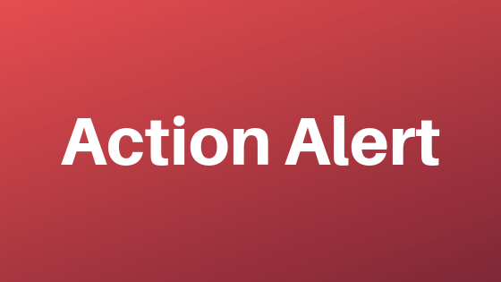 Action Alert in bold white letters on red background