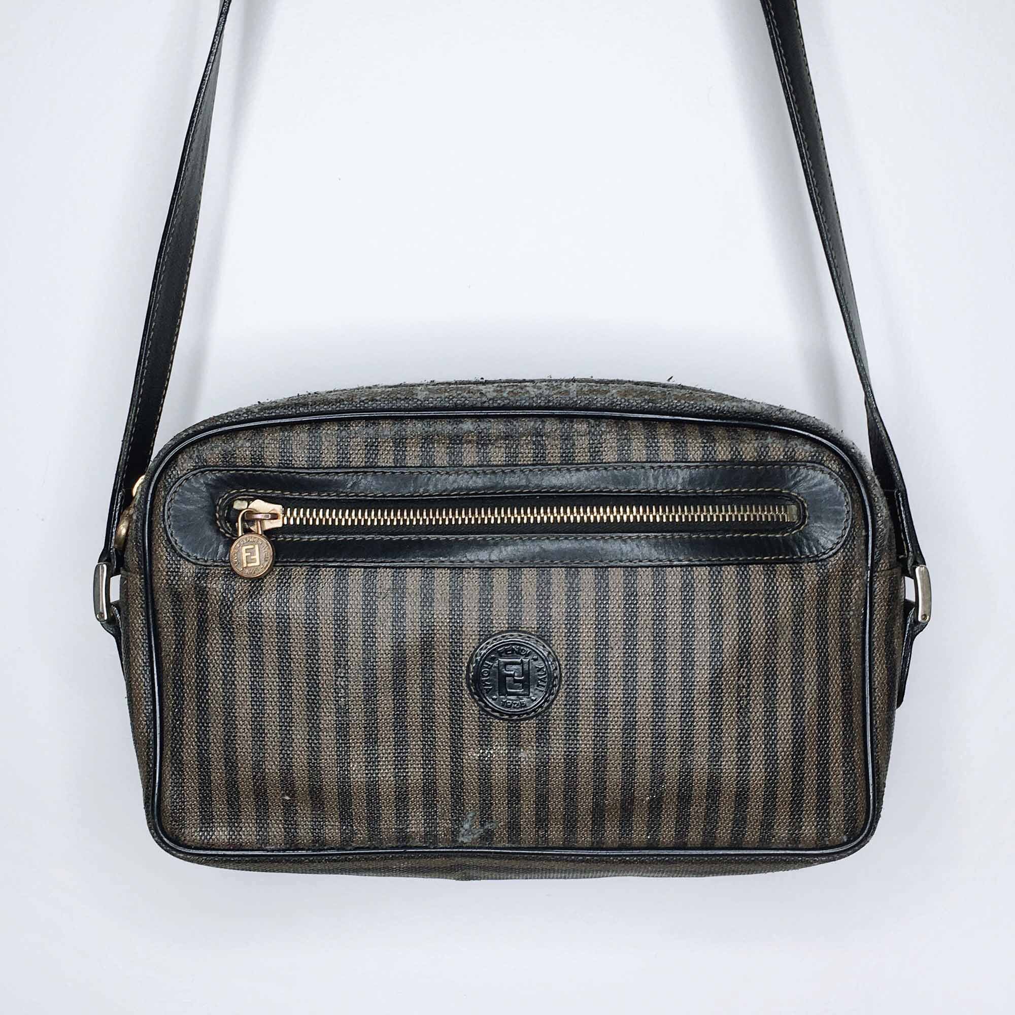 vintage fendi striped crossbody bag