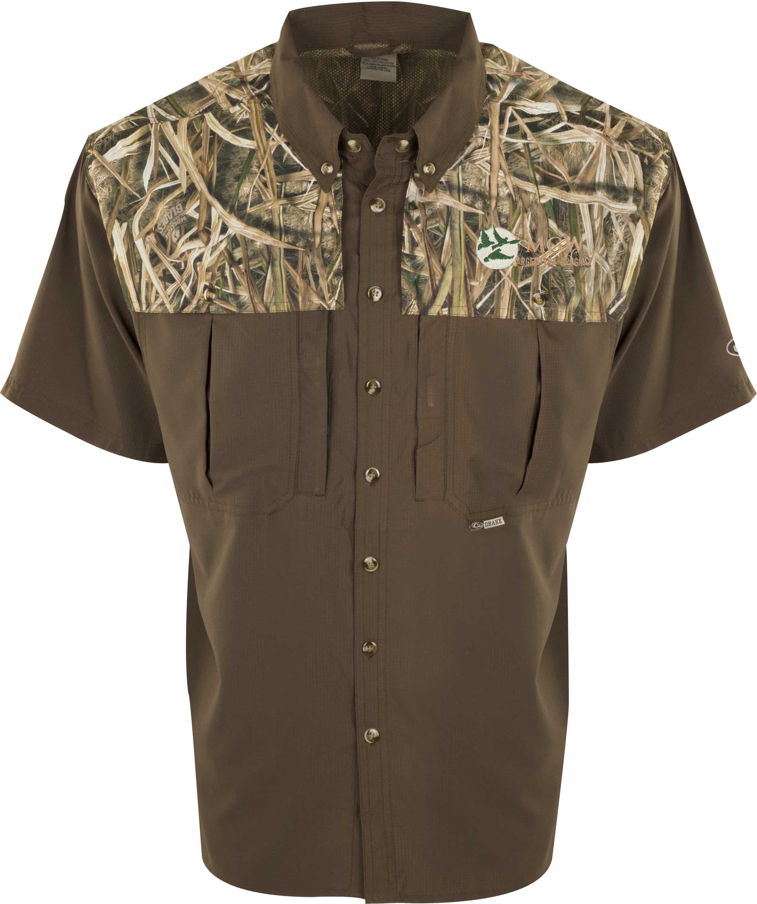 Drake Two-Tone Blades Camo Flyweight Wingshooter's Shirt S/S - $80