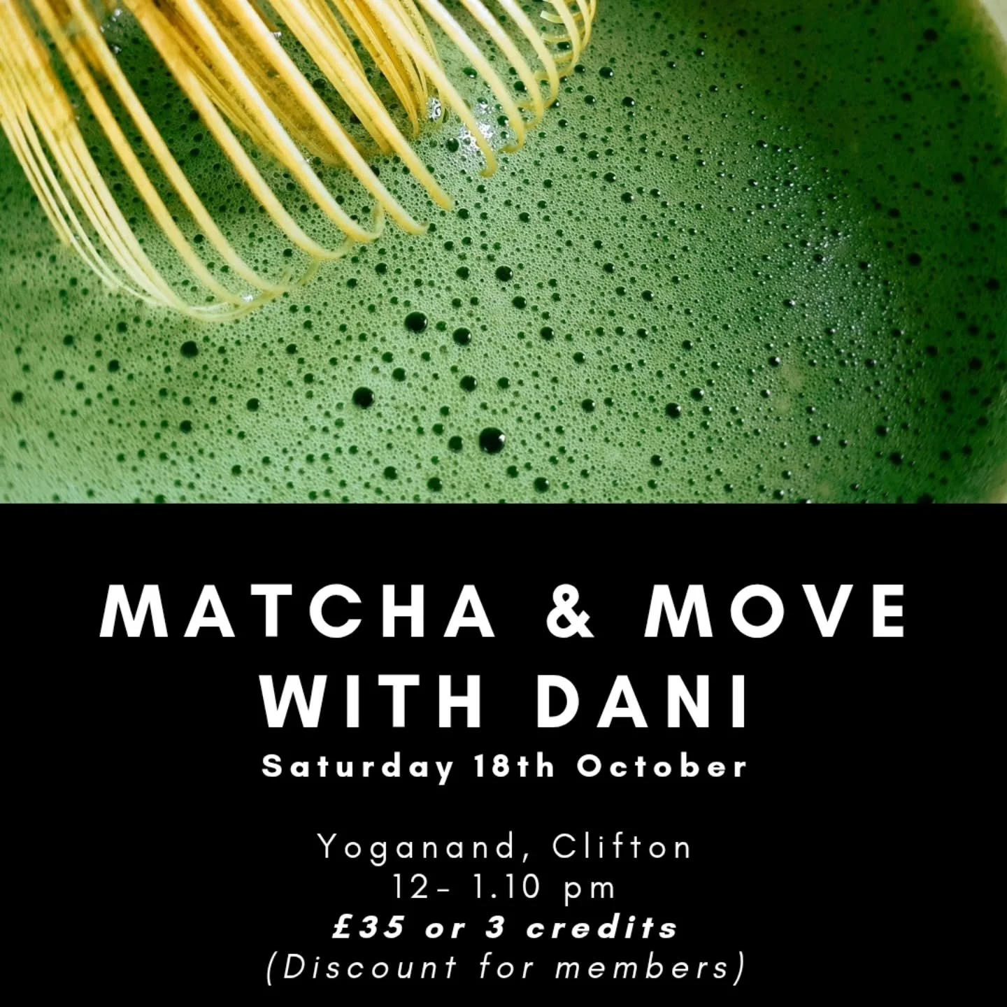 MATCHA &amp; MOVE with @danihughesyoga 
Saturday 18th October 
&pound;35 or 3 class credits 

Join Dani for Matcha &amp; Move at our boutique Reformer Studio. Start your day with an extended and energising Reformer Pilates session designed to strengt