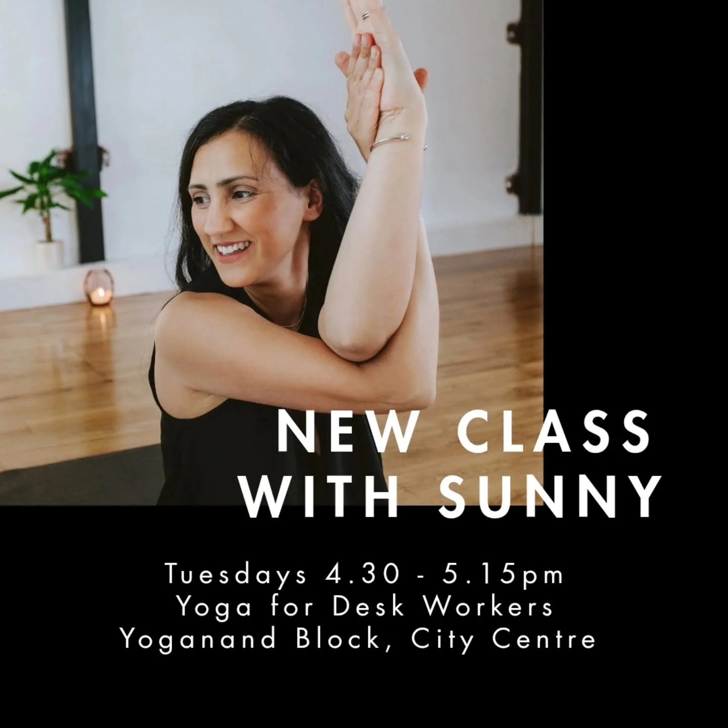 NEW CLASS YOGA FOR DESK WORKERS WITH @yogabysunny 
Starting next Tuesday 4.30-5.15pm at Yoganand Block (City Centre Studio) 
£12
50% off first class with the promo code BLOCK50
Yoga for Desk Workers is the ideal antidote for a day spent at yo