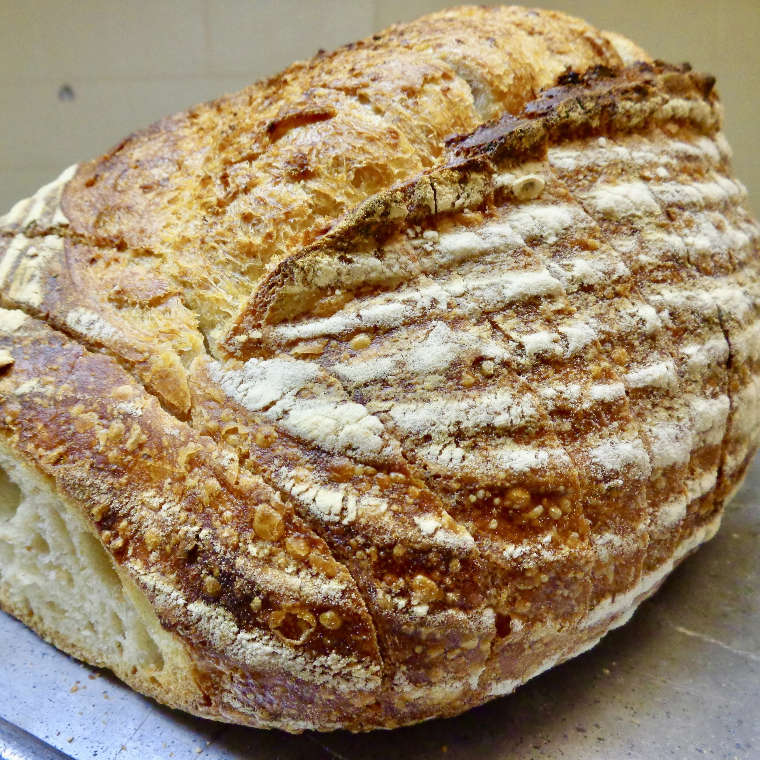Fresh loaf of sourdough.