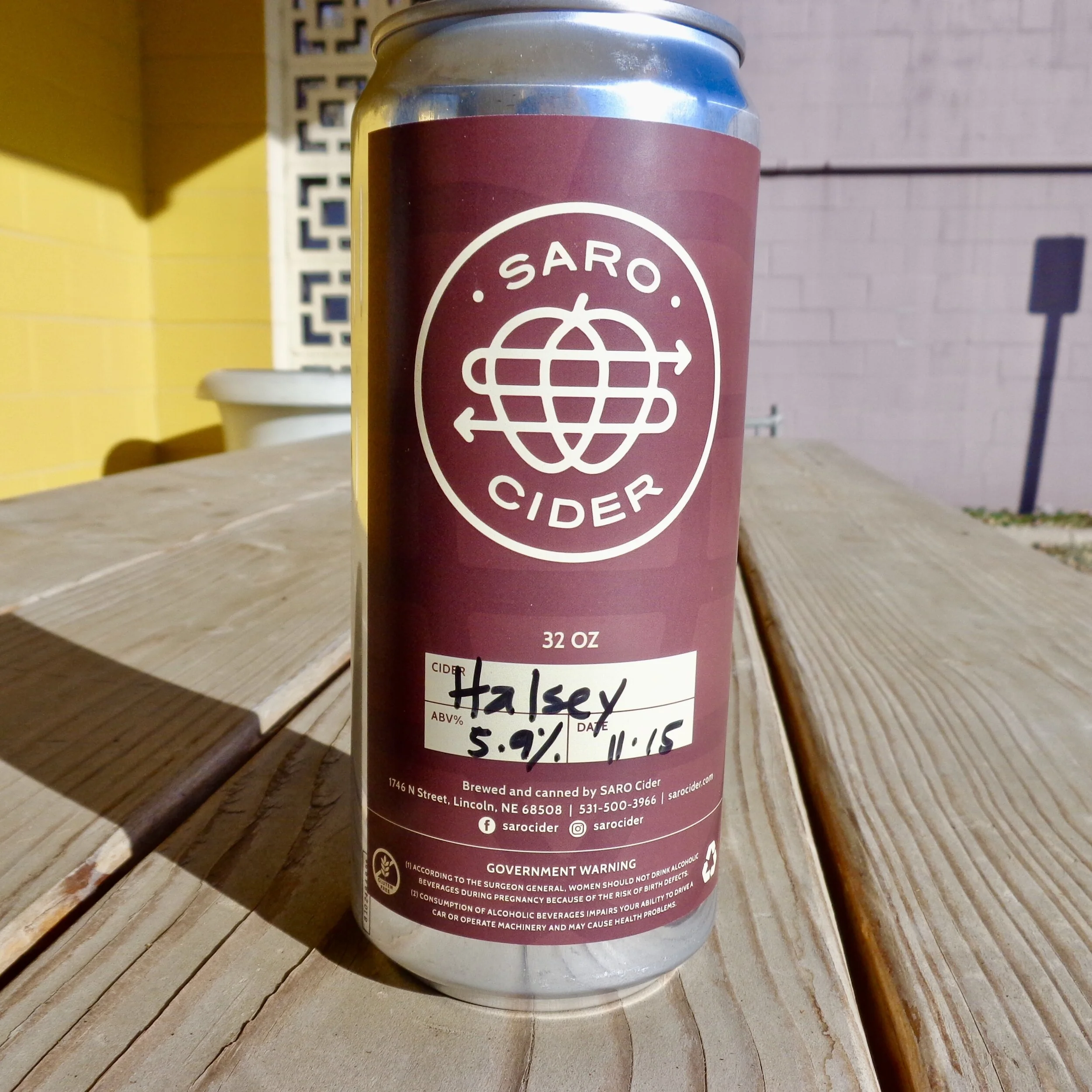 Crowler of Saro Cider’s Halsey Forest Hard Cider.