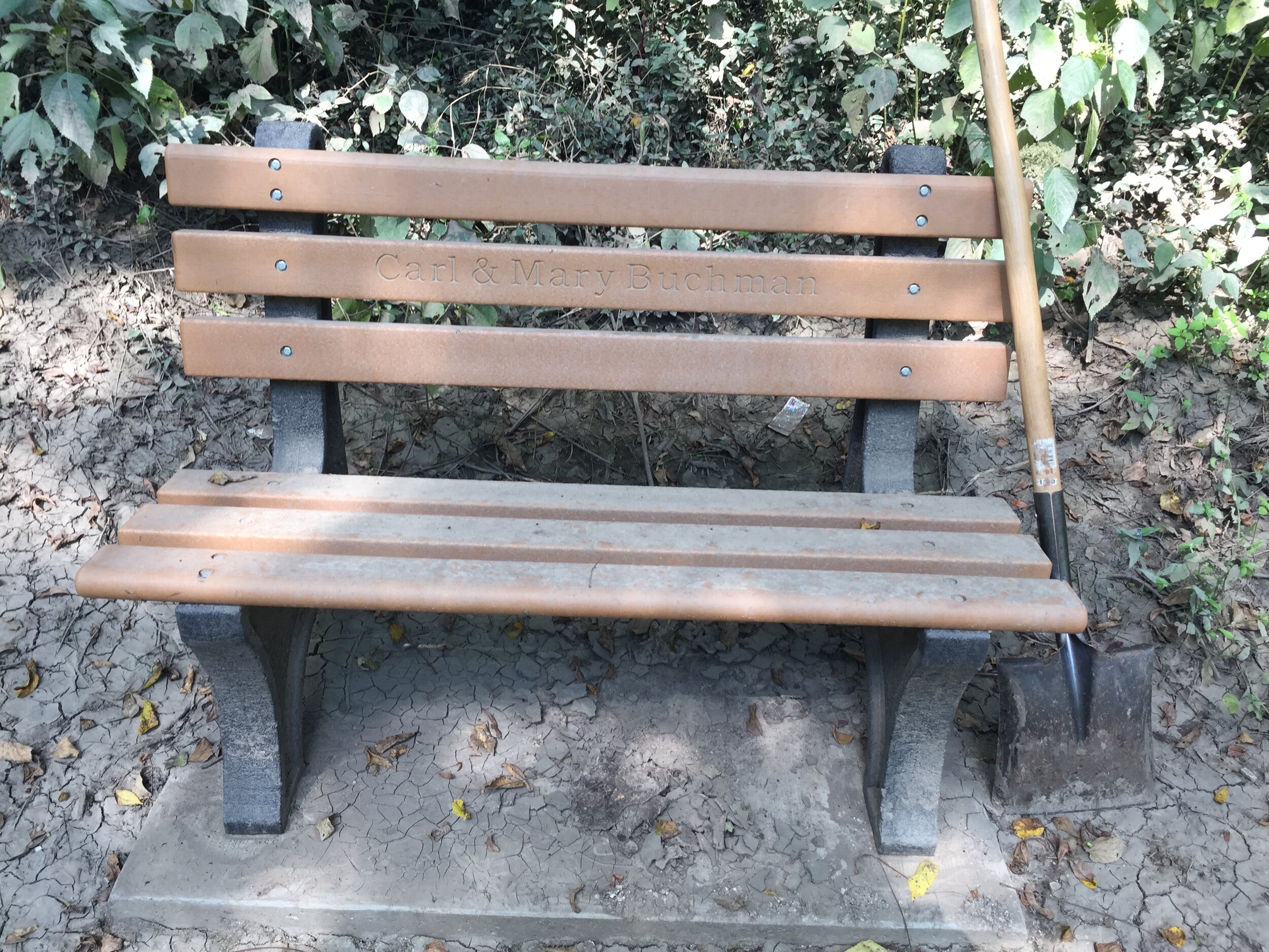 Mud caked on bench after flooding