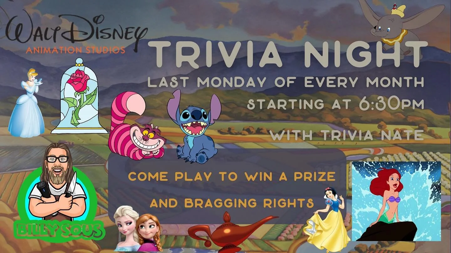 It&rsquo;s Disney Animated Films trivia tonight in the taproom! @billy_sous will be here for dinner and Trivia Nate will be starting around 6:30! Get here early to secure a table for your team! 

Here are the rules:

1.) NO cheating. Do not use cell 