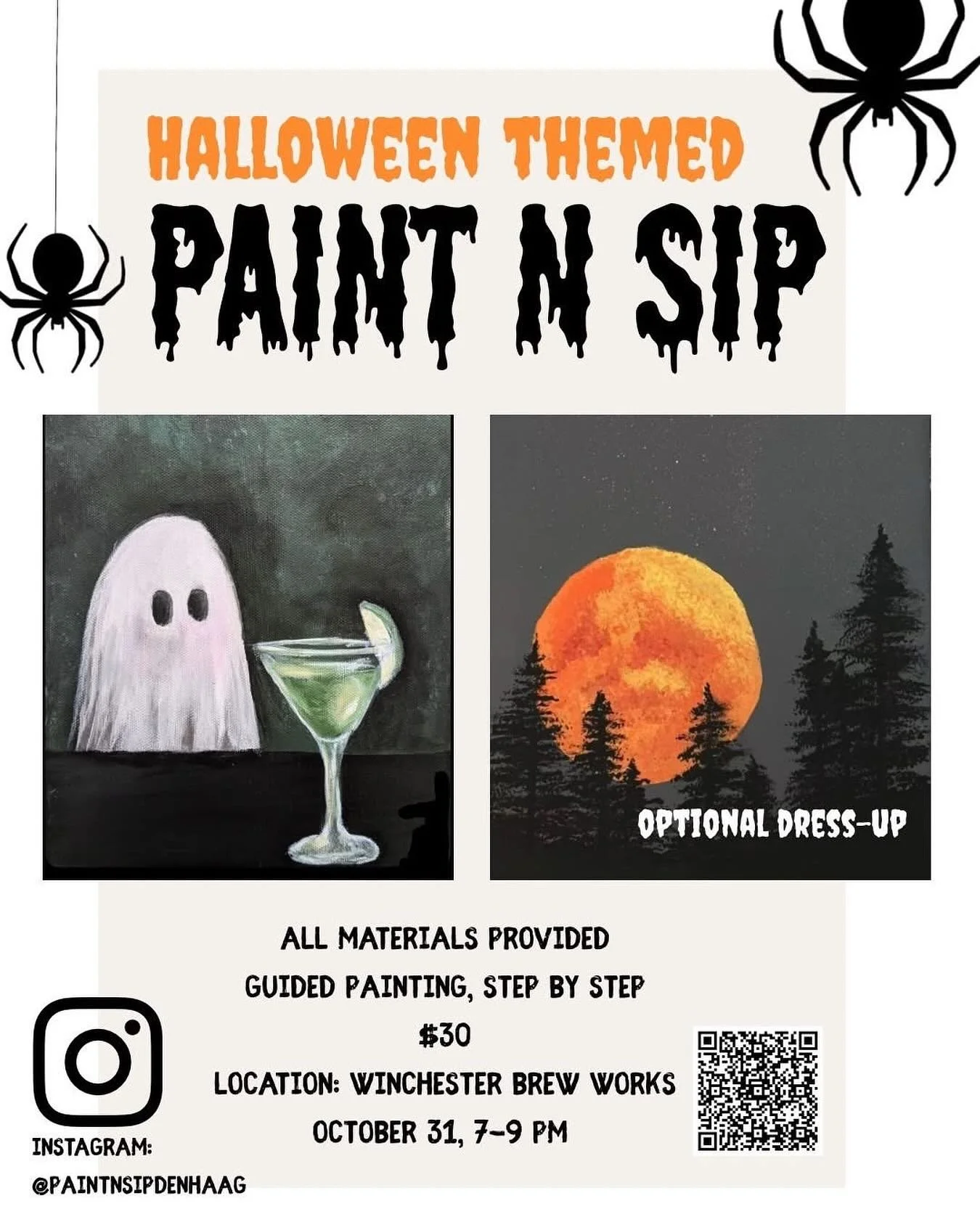 Need something fun to do tonight? Come out and join us for a spooky paint n sip! We&rsquo;ve got candy and beer. What more could you want? But whatever you do, be safe and party responsibly.