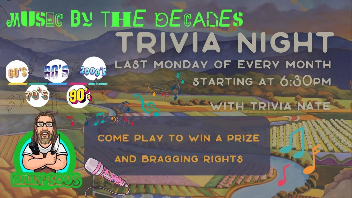 The chili cook off was CRAZY but it was so good! What an incredible day! 

Don&rsquo;t forget that we&rsquo;ve got Music By The Decades Side A trivia on Monday with Trivia Nate! We&rsquo;ve got the first half of the questions here, and the other half
