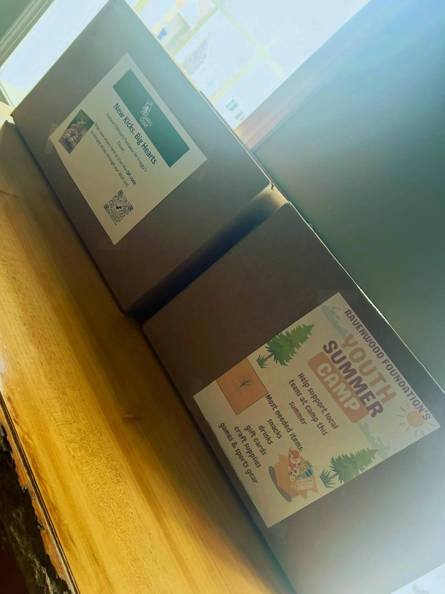 Check out our donation station!

Only a few more days left to donate to the Froggy&rsquo;s Closet Shoe Drive, but the Ravenwood Youth Summer Camp Supply Drive is still in full swing! Consider donating! 🍻
