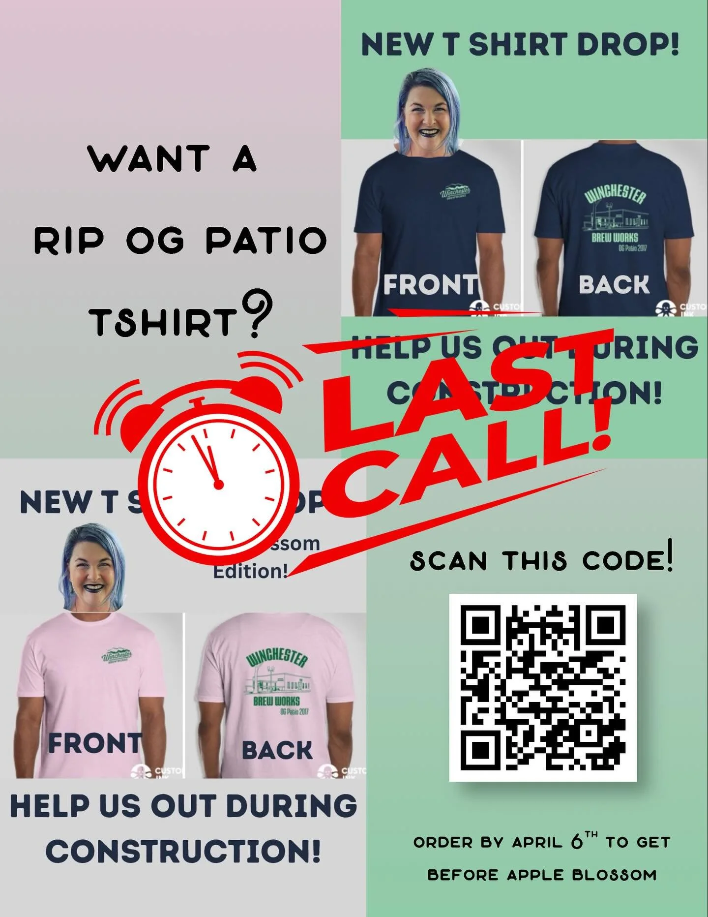 Last call for OG Patio shirts if you want either of them before Apple Blossom! We are placing the order at NOON TODAY so get your last minute orders in! 

We will do another order in the future as well, they just might be different colors and you won