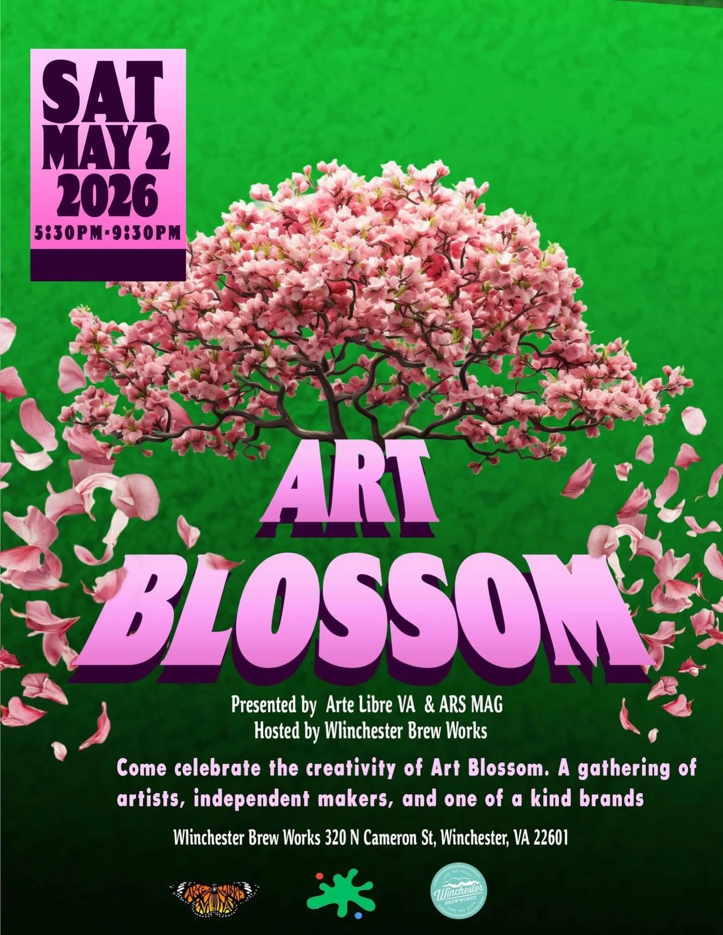 Stop by the taproom this evening after the parade for Art Blossom! @artelibreva will be setting up with some artists and a DJ to end this Apple Blossom weekend with a bang!