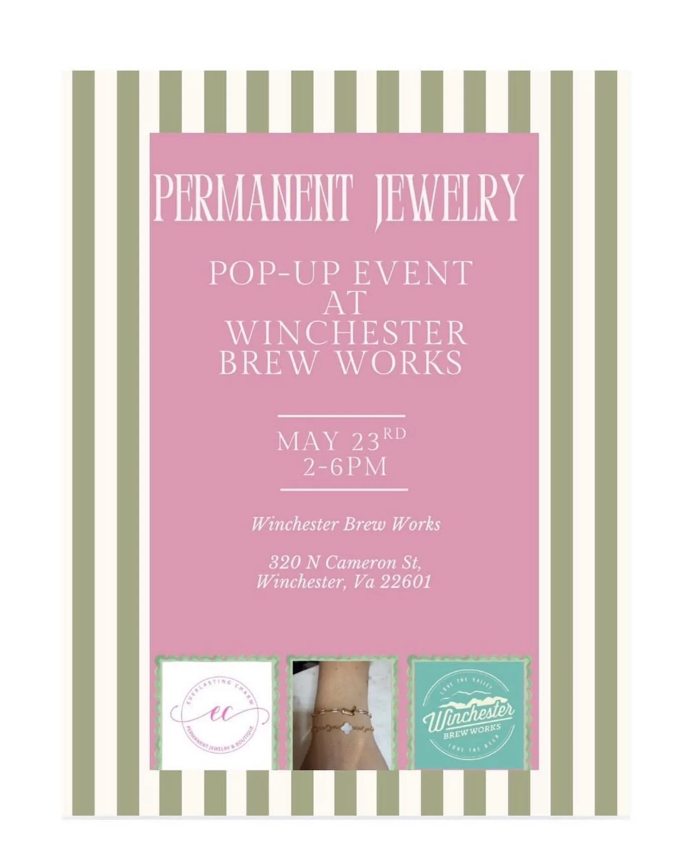 @everlasting.charm.co will be here for a permanent jewelry pop up THIS Saturday! Grab your bestie and come get some jewelry that&rsquo;ll last a lifetime! 

Open 4-9pm today!