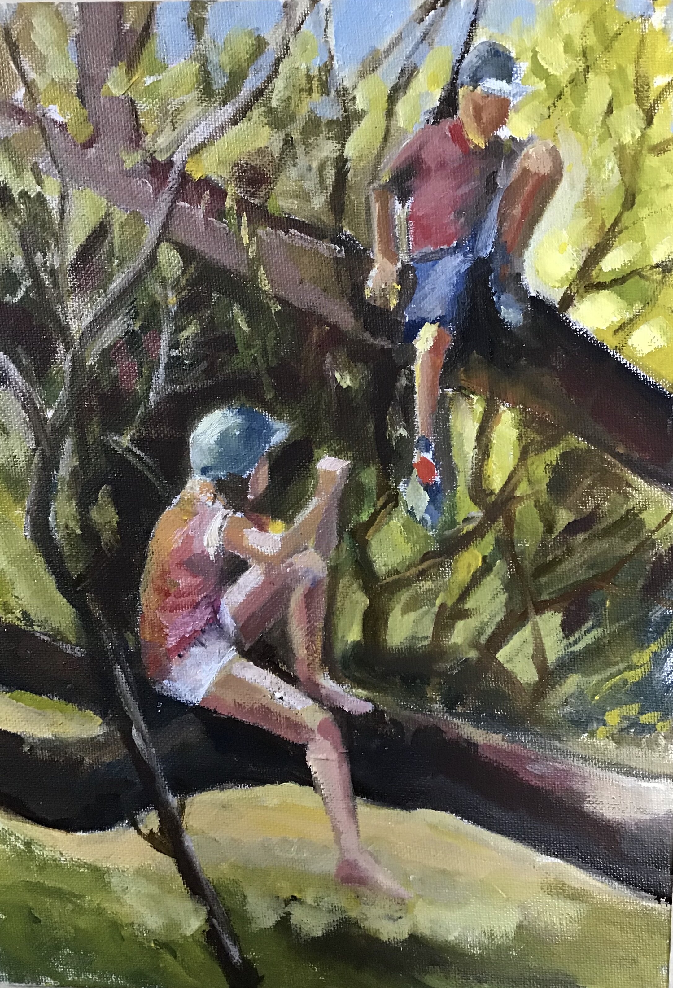 Tree climbing 1, Oil on canvas board, A4