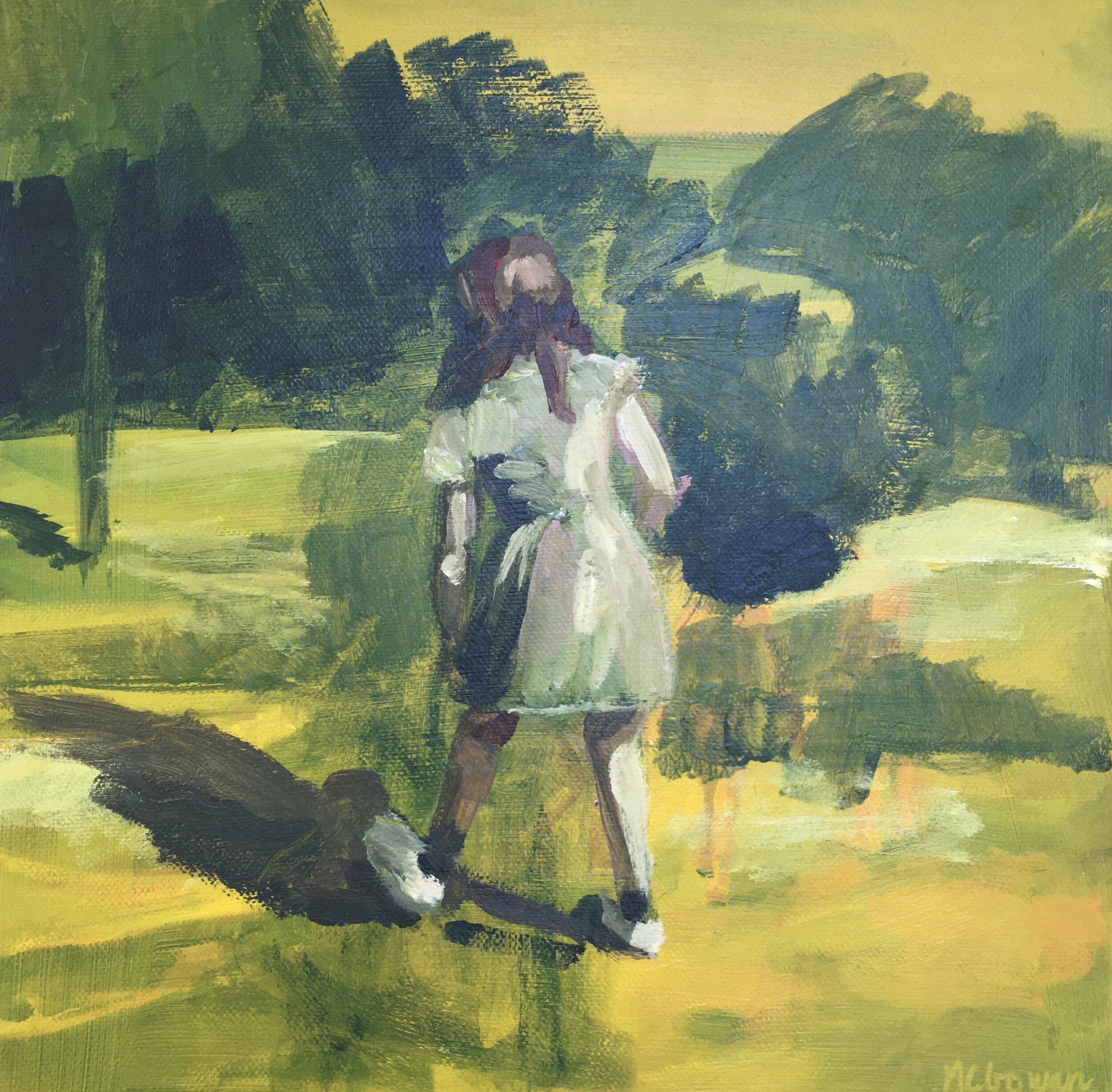 Easter egg search, oil on canvas, 30cmx30cm