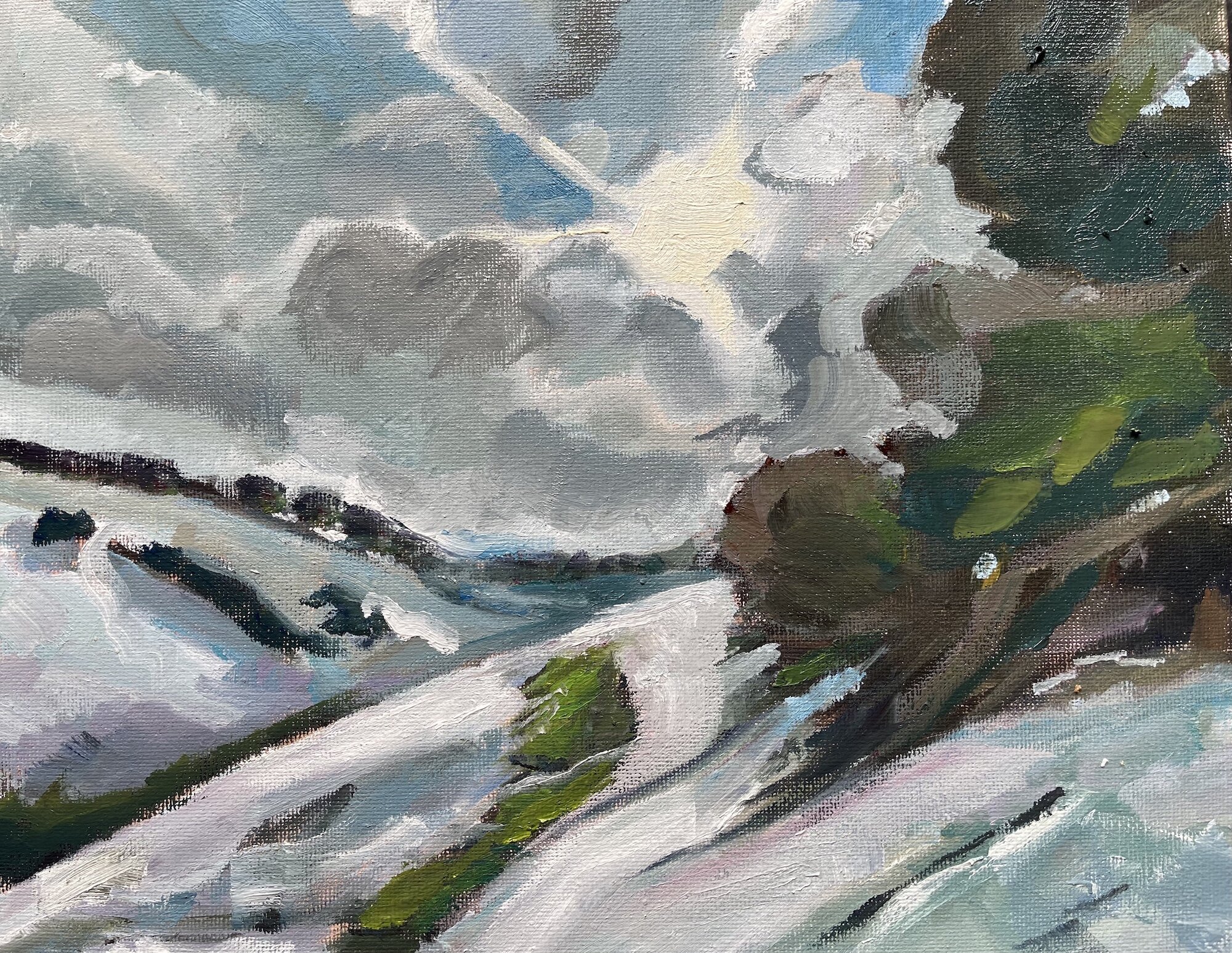 Snowy cliff, oil on Board, 20x30cm