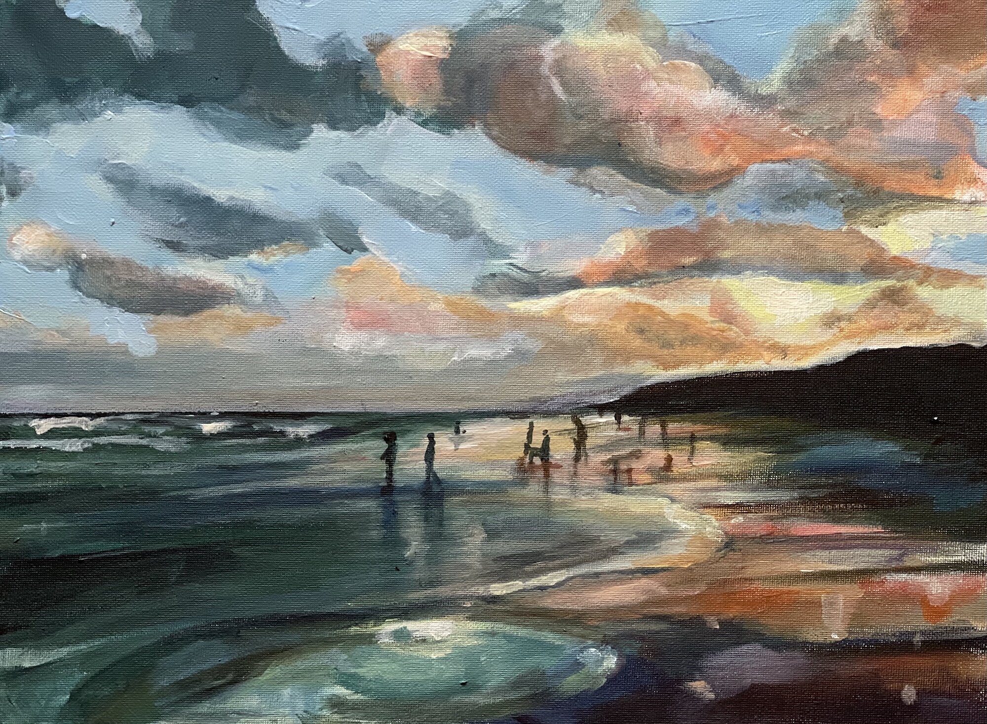 Evening by beach, oil on Canvas, 30x40cm