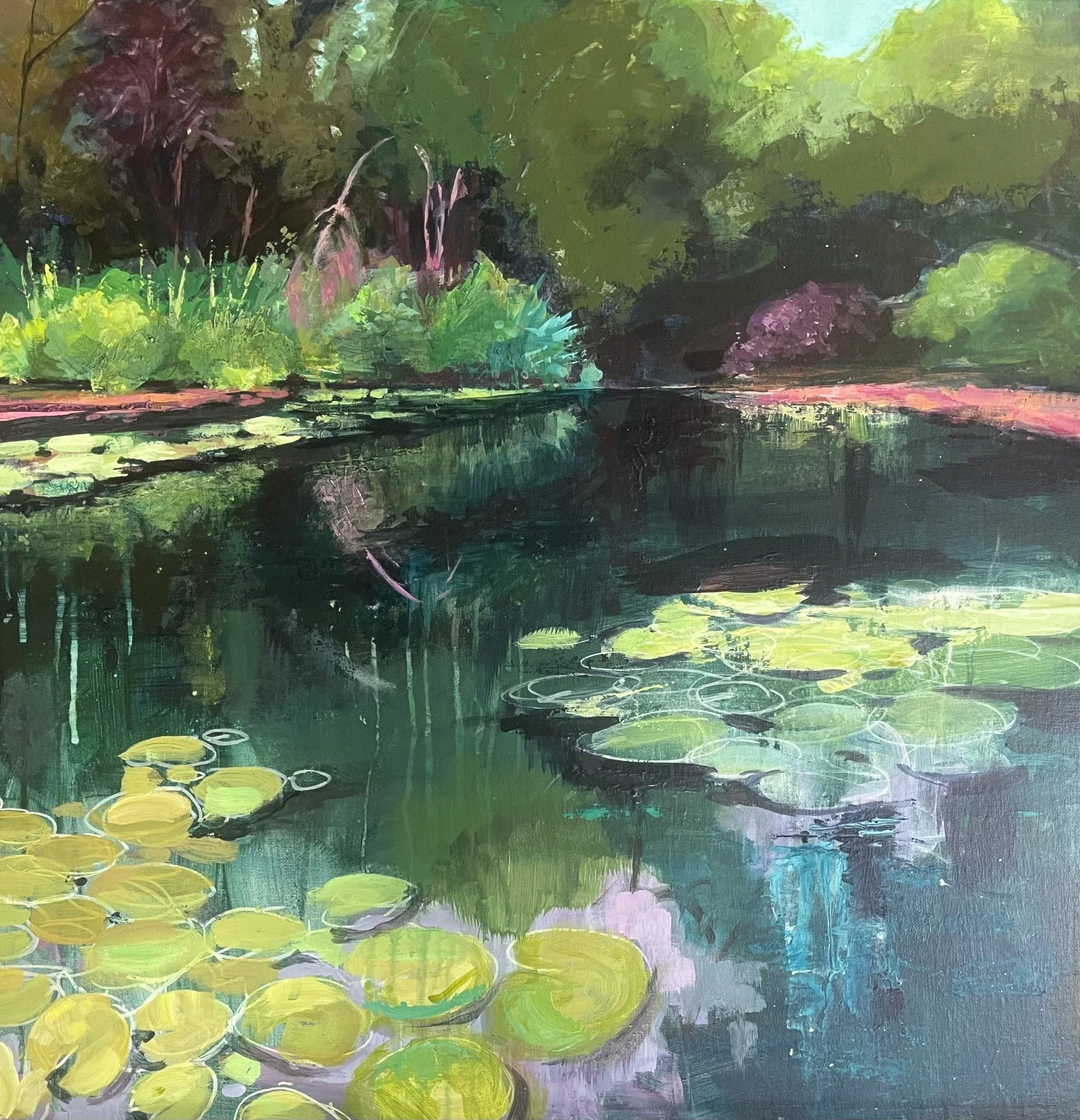 Frogmore Ponds, acrylic on canvas 60x60cm