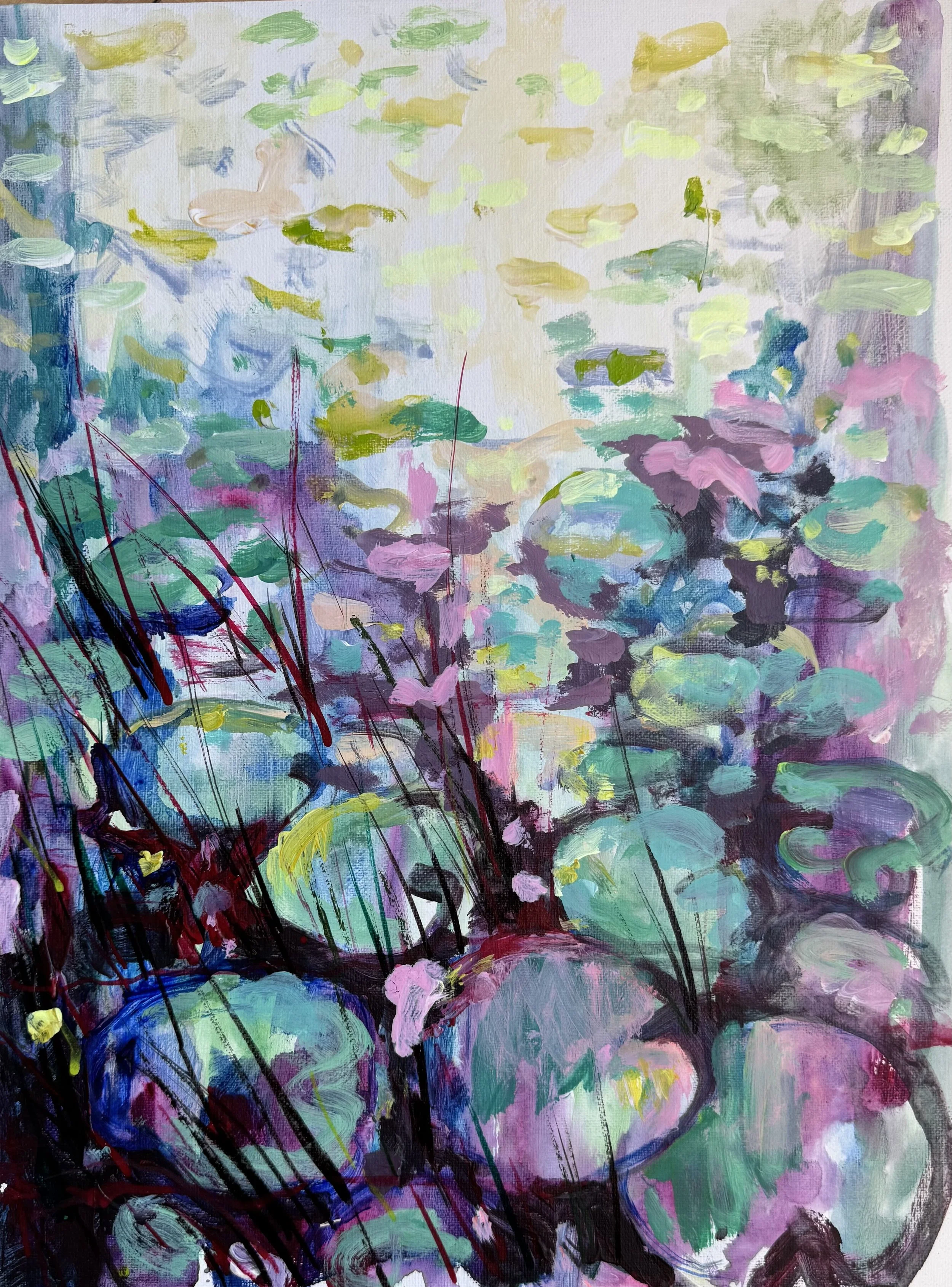 Quiet Pond, Acrylic and ink on canvas board, 60x50cm