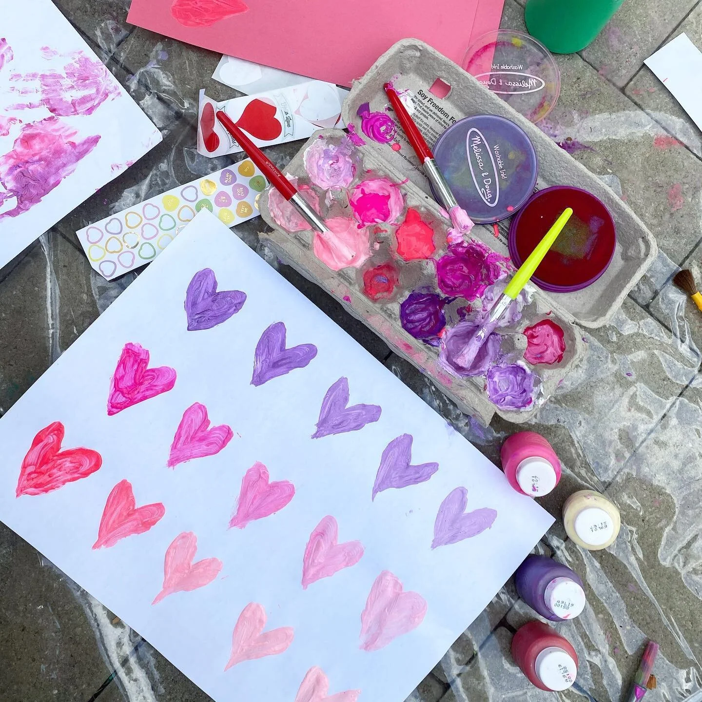 Getting crafty with my tiny valentine✨💕 I don&rsquo;t always stop to participate in arts and crafts with Emerson, but when I do I never regret it. We chat, paint, hum in unison and just get lost in the supplies. I highly recommend doing this every o