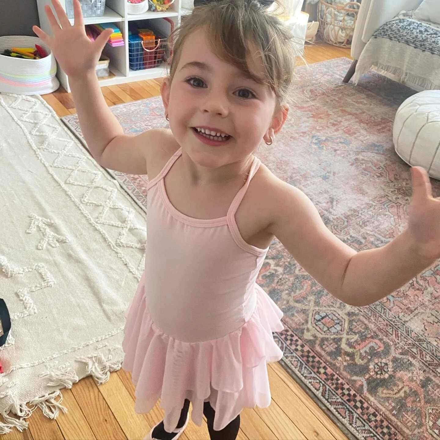 Big day for Emerson Ava 🩰✨ starting ballet. This smile of excitement says it all. It&rsquo;s a really special for me as well. I started dancing when I was 2 years old through high school. I even did a small stint on the dance team in college and pre