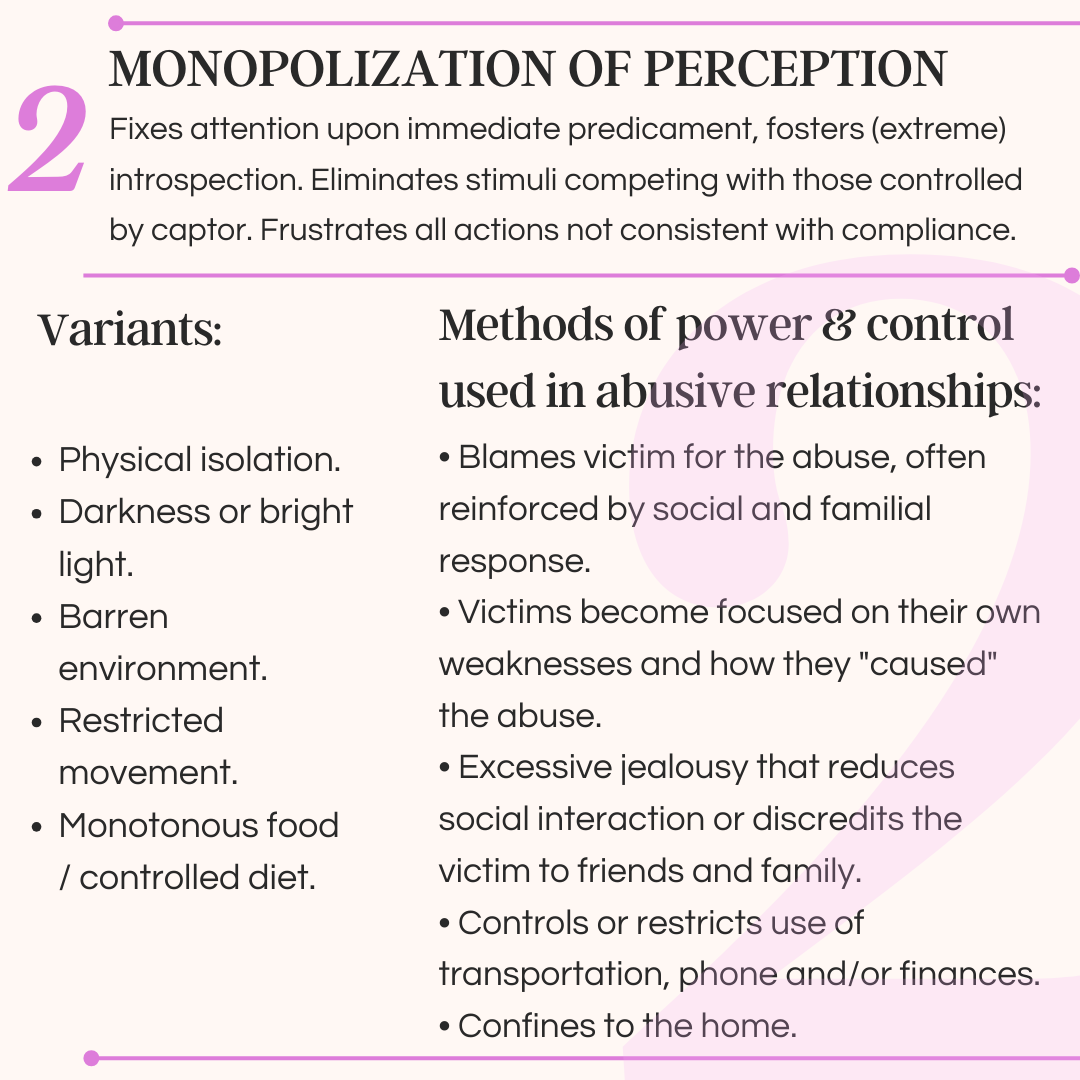 Bidermans chart of coercion - monopolization of perception