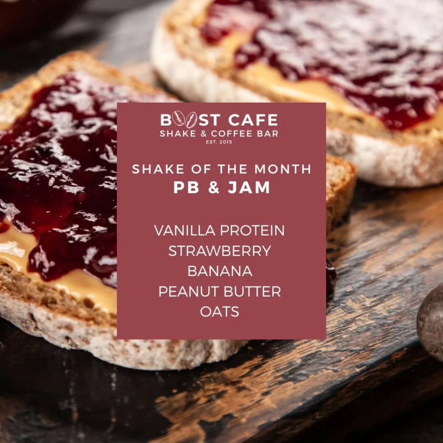 🍂✨ September Flavors Are Here at Boost Caf&eacute;! ☕🥤

Fall flavors are arriving at Boost Caf&eacute; with two delicious new favorites you won&rsquo;t want to miss!

🥤 Shake of the Month: PB &amp; Jam 🥜🍓
A nostalgic twist on a classic favorite!
