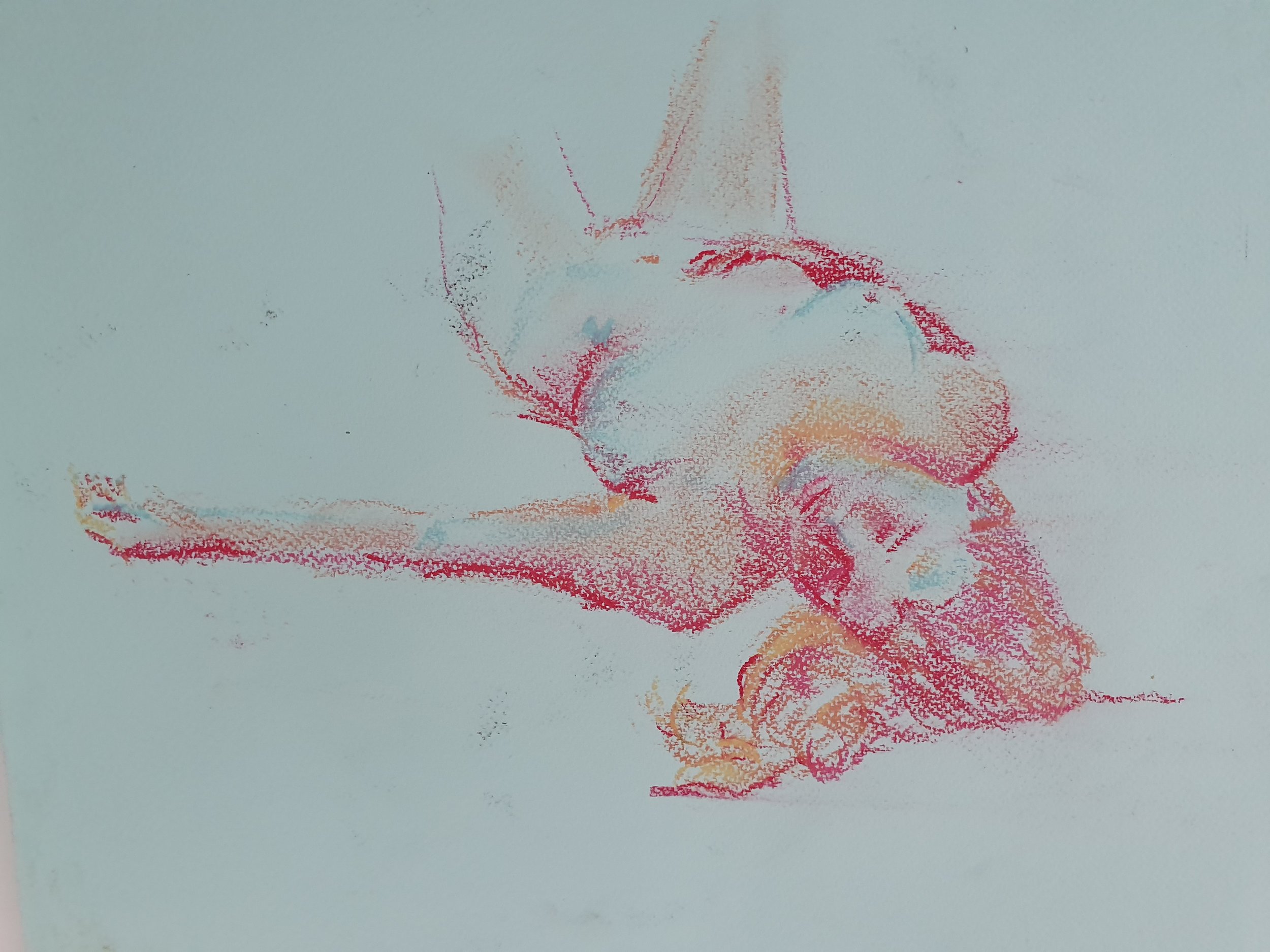 Life drawing, Pastel on paper