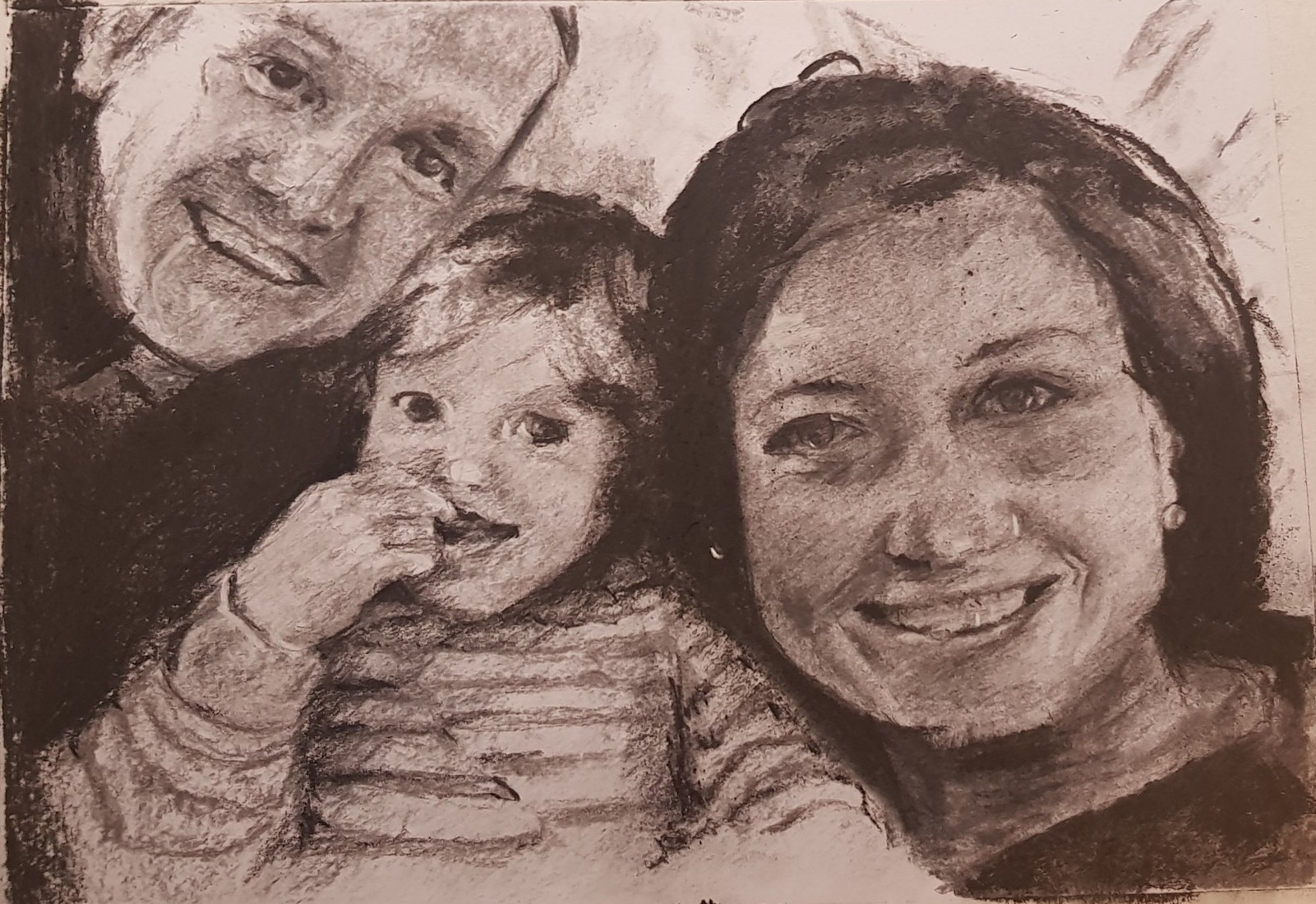 A family. Charcoal on paper