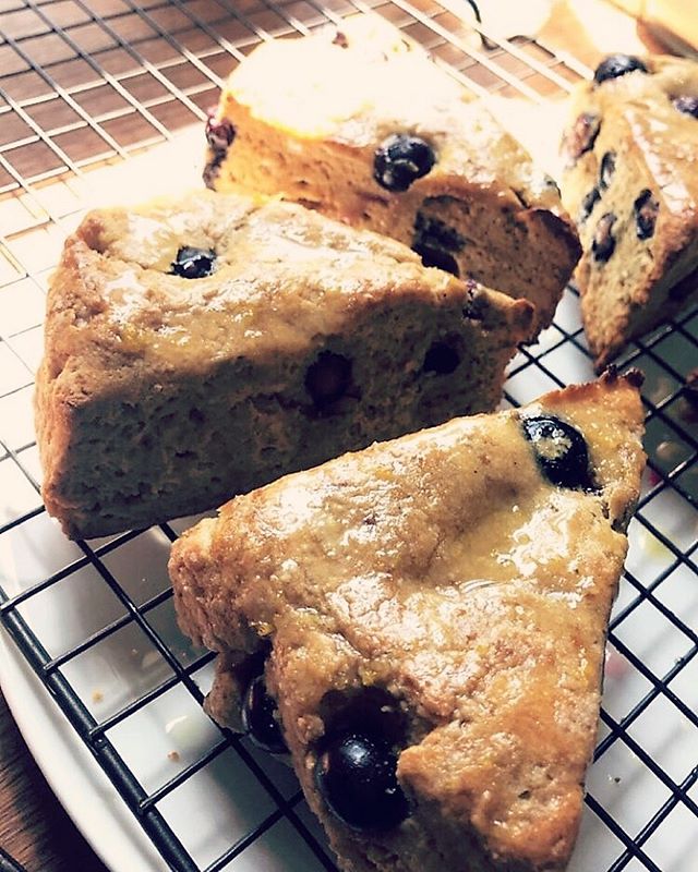These blueberry scones are gluten free and made with coconut sugar. So buttery and delicious! #scones #blueberry #bake #homemade #glutenfree #coconutsugar #berries #fromscratch