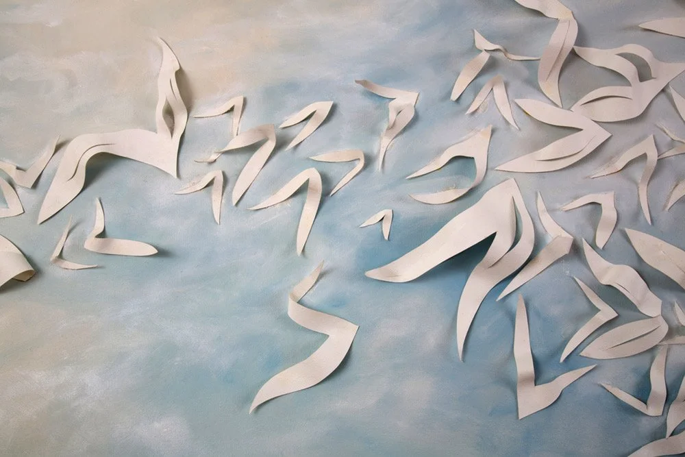 Blue Birds in Flight (Detail)