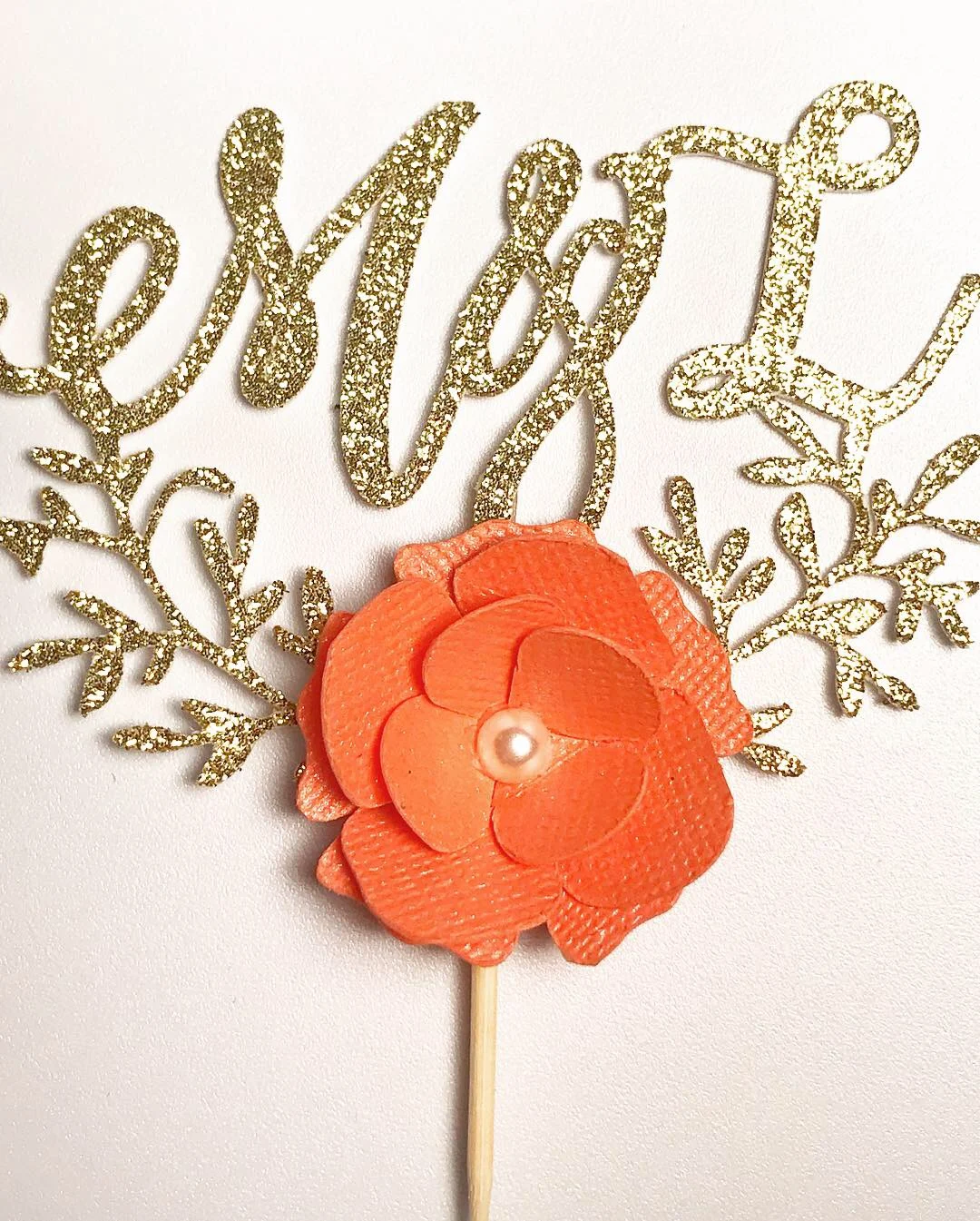 Mr. &amp; Mrs. Initials Mini Toppers w/flower