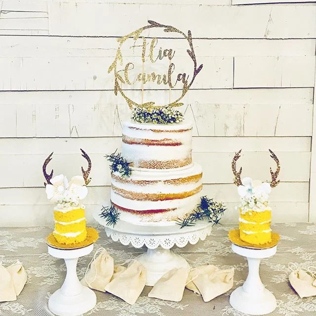 Rustic Cake Topper Wreath w/name