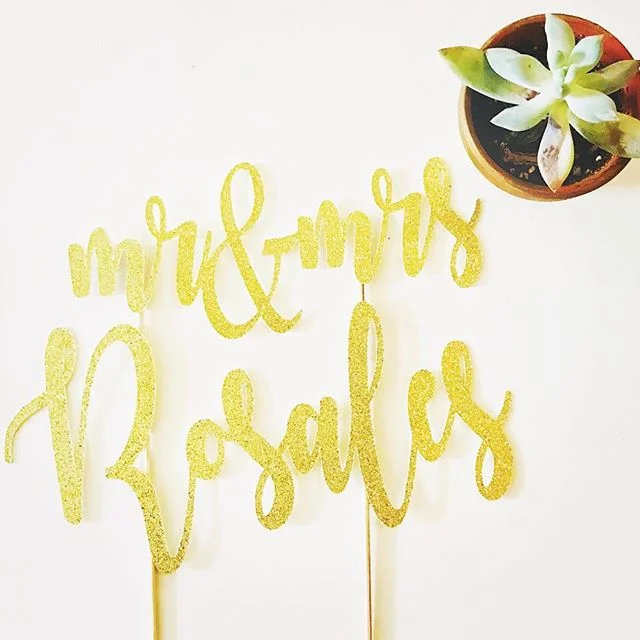 Mr.&amp; Mrs. w/Last name Cake Topper