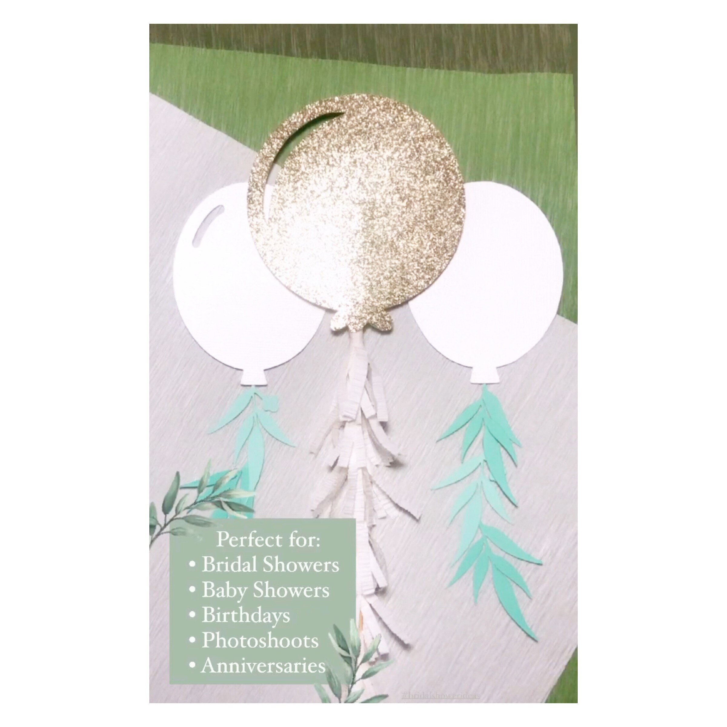 Green Vines Balloons Cake Topper